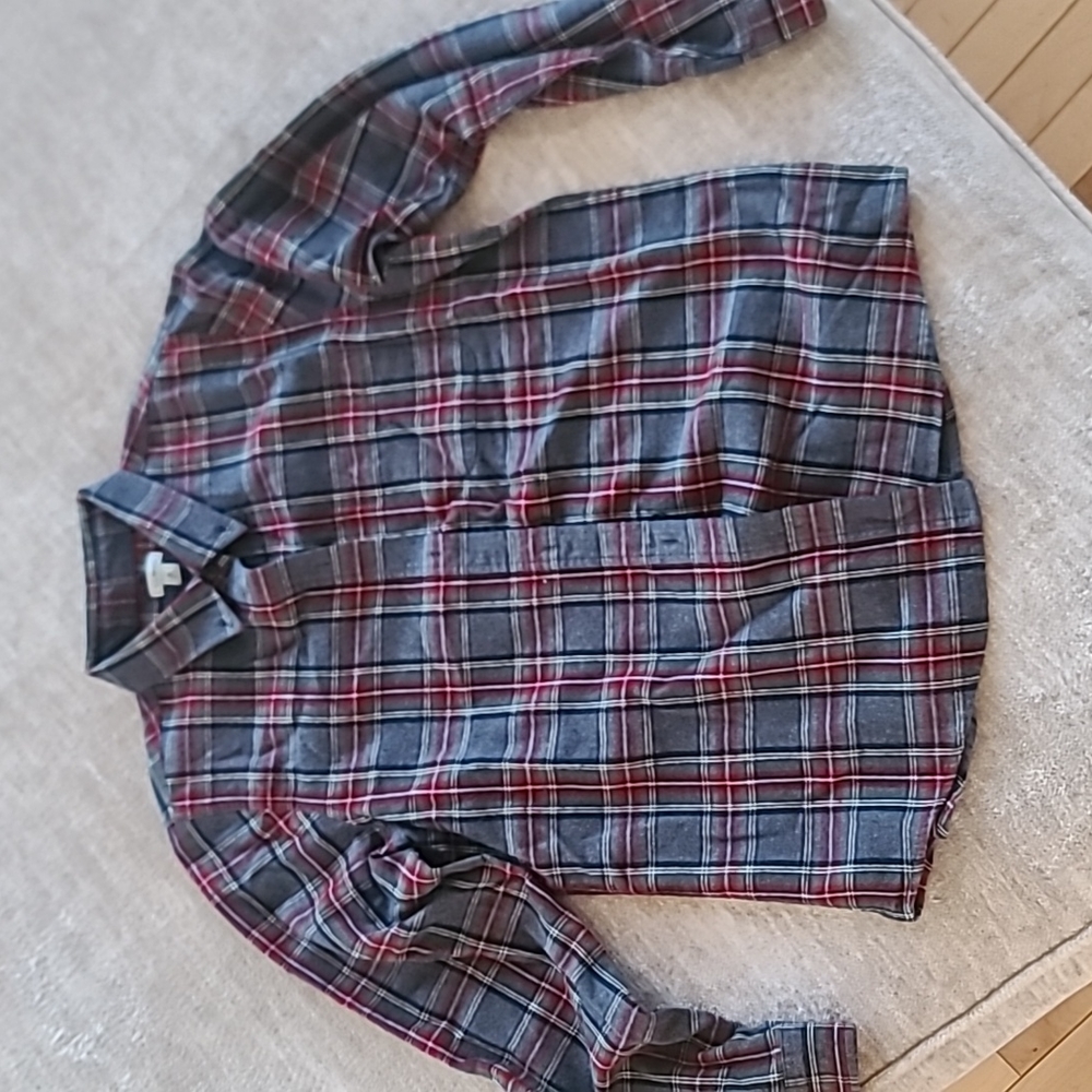 LL Bean medium button down plad shirt